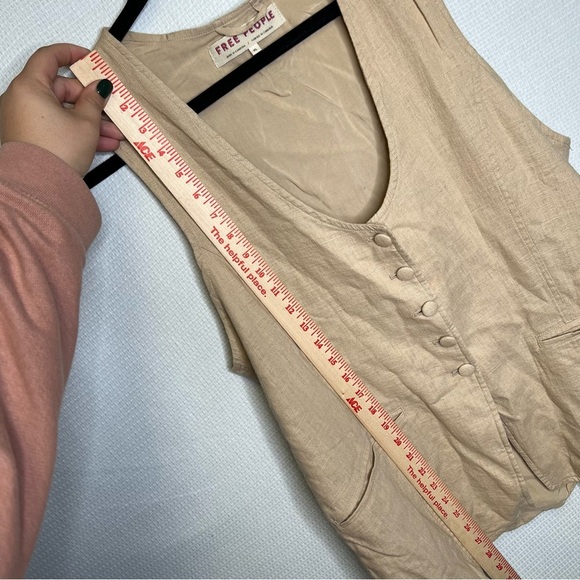 FREE PEOPLE | Woman’s Size XL Tan NWT Linen Blend Millie Vest - Picture 6 of 8